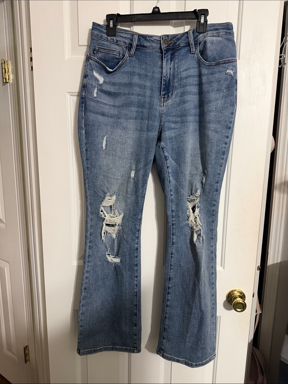 Judy Blue Light Blue Distressed Flare Jeans
